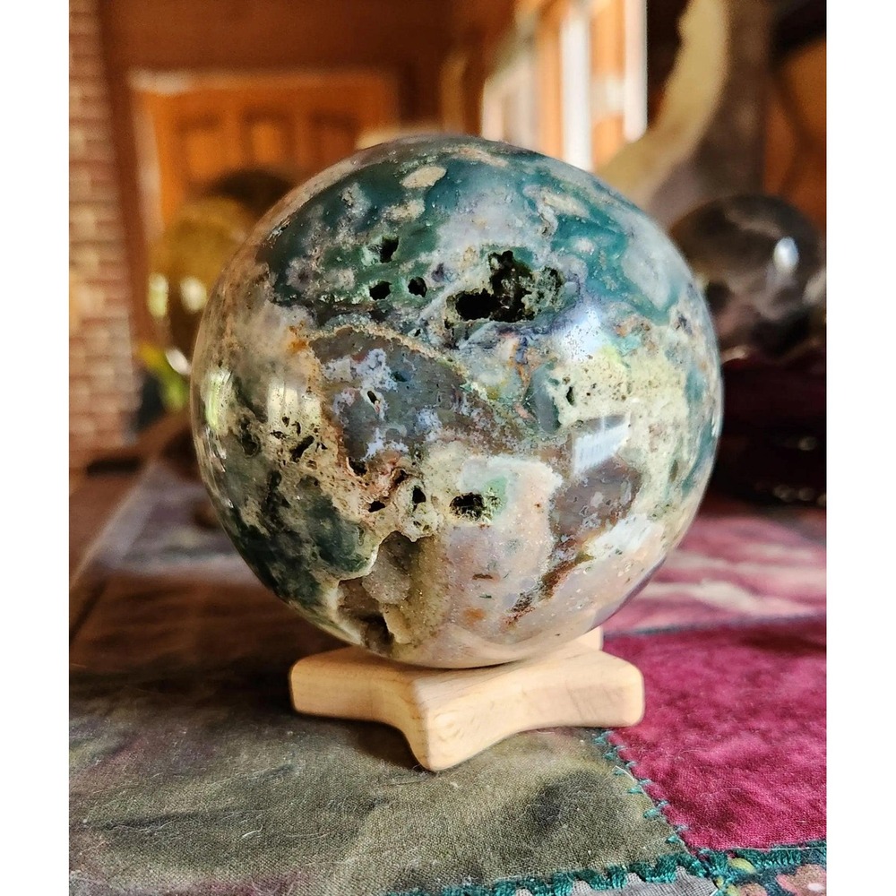 Large Ocean Jasper Druzy Crystal Sphere